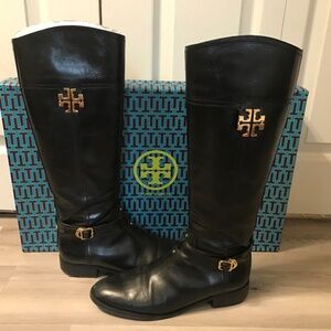 Tory Burch Eloise Black Riding Boots Size 10.5